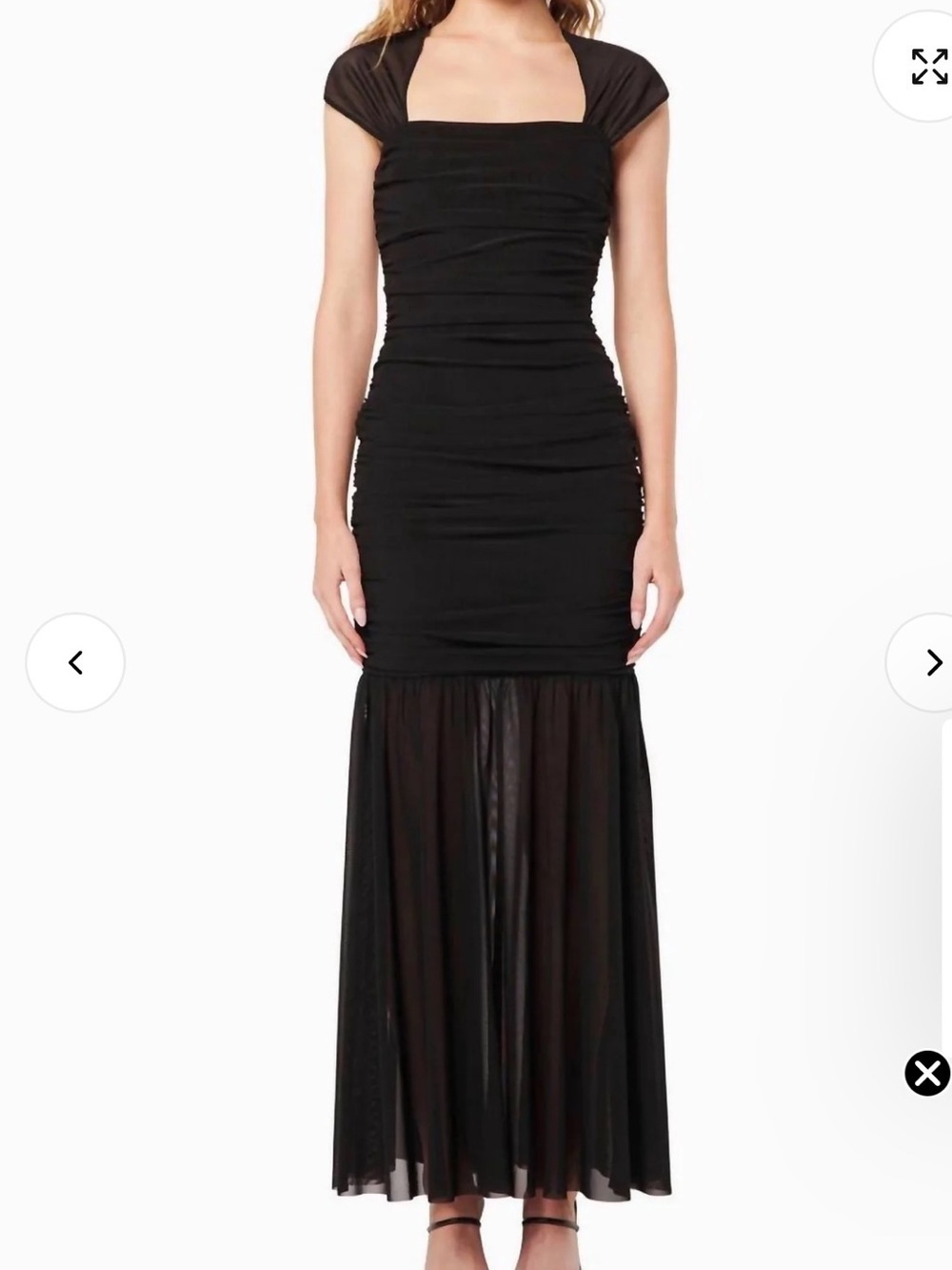 ELLIATT Capra Mesh Maxi Dress in Black, Size XL